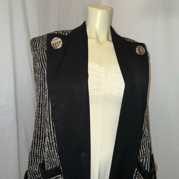 Vintage 1960s La Bonna Avant-Garde Black & Metallic Knit Jacket | Logan-Cache Ut - Picture 3 of 16